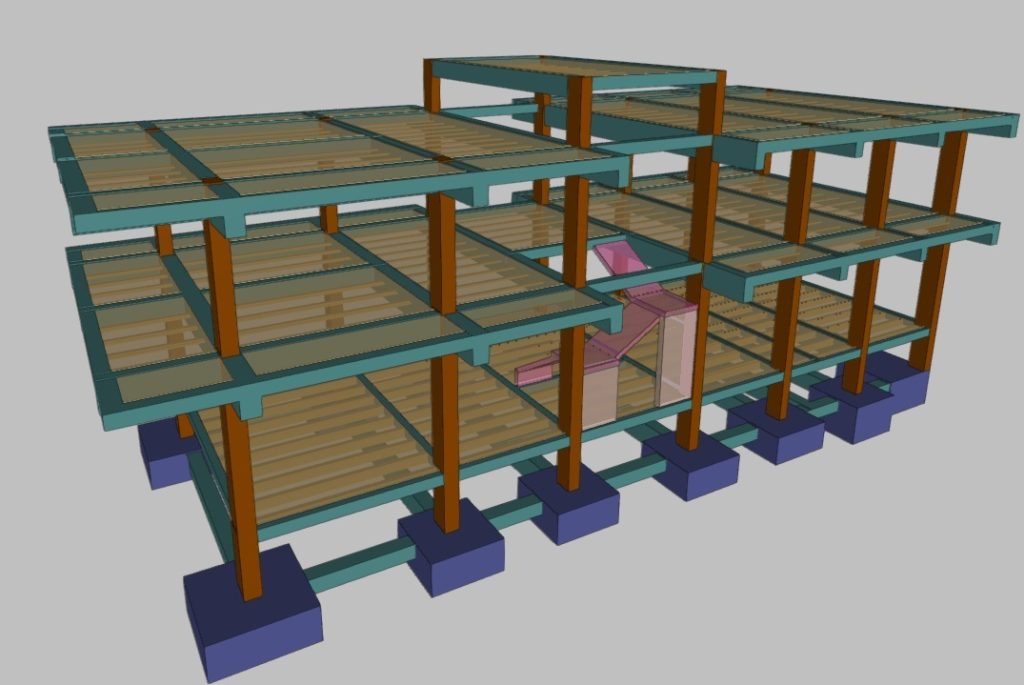 Cálculo de estructuras de edificio modelado 3D