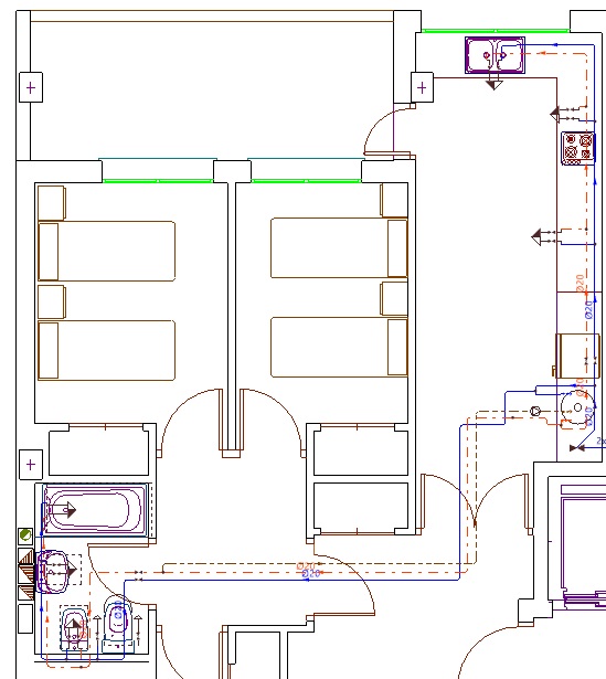Planta de vivienda instalaciones de fontanería